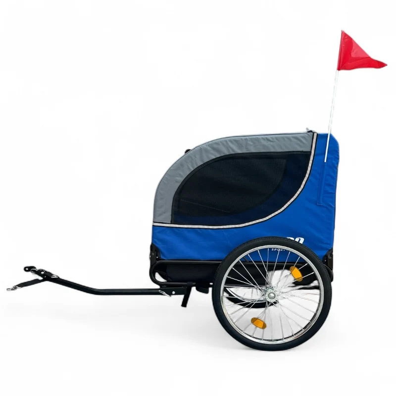 Fietskar Hond Blauw Hondenfietskar met Reflectoren – Blauw – Fietsaanhanger tot 30kg