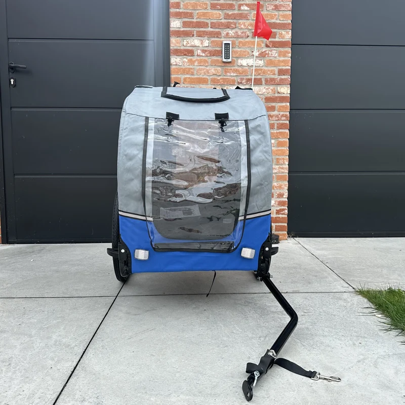 Fietskar Hond Blauw Hondenfietskar met Reflectoren – Blauw – Fietsaanhanger tot 30kg