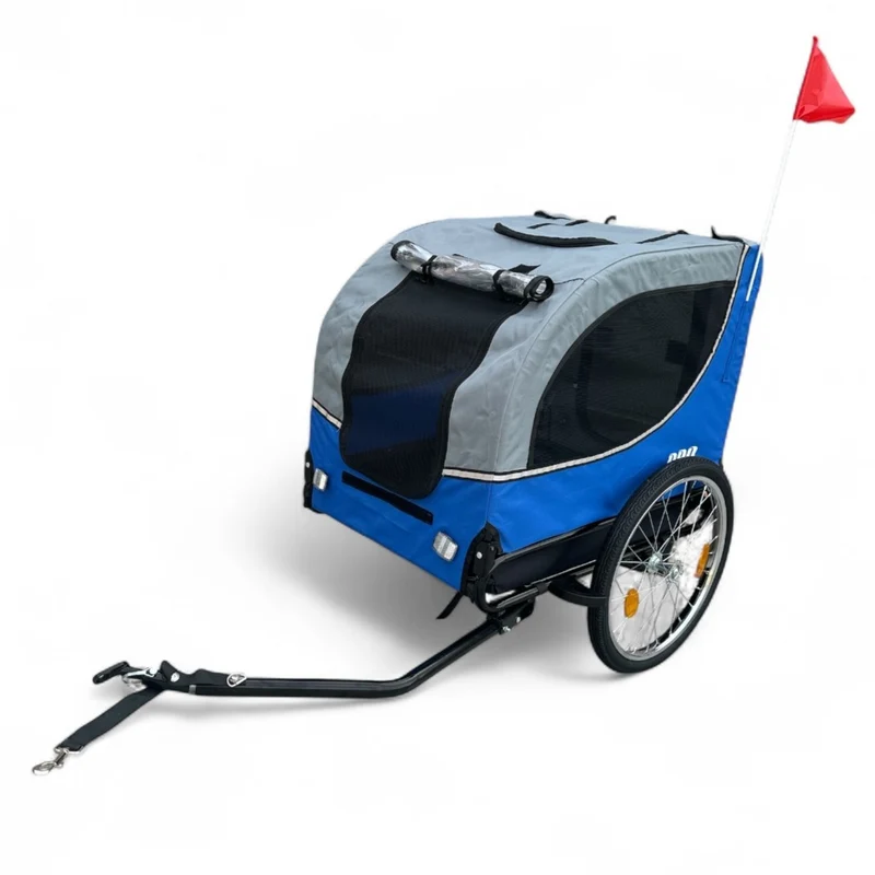 Fietskar Hond Blauw Hondenfietskar met Reflectoren – Blauw – Fietsaanhanger tot 30kg