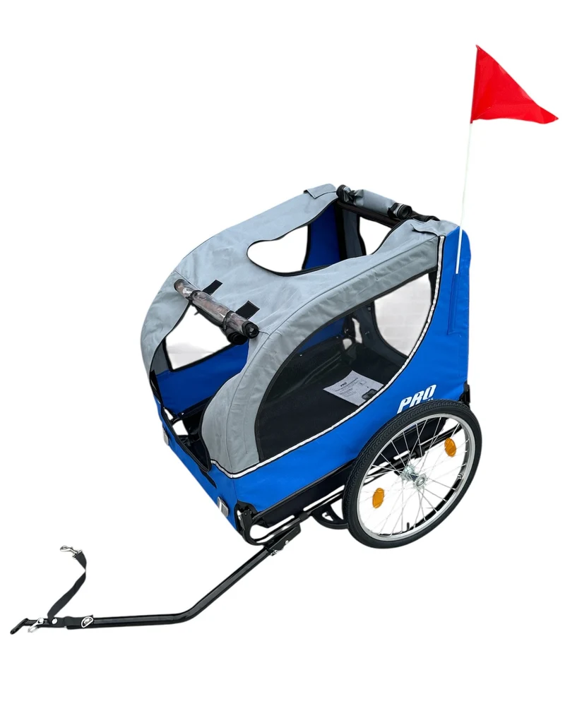 Fietskar Hond Blauw Hondenfietskar met Reflectoren – Blauw – Fietsaanhanger tot 30kg