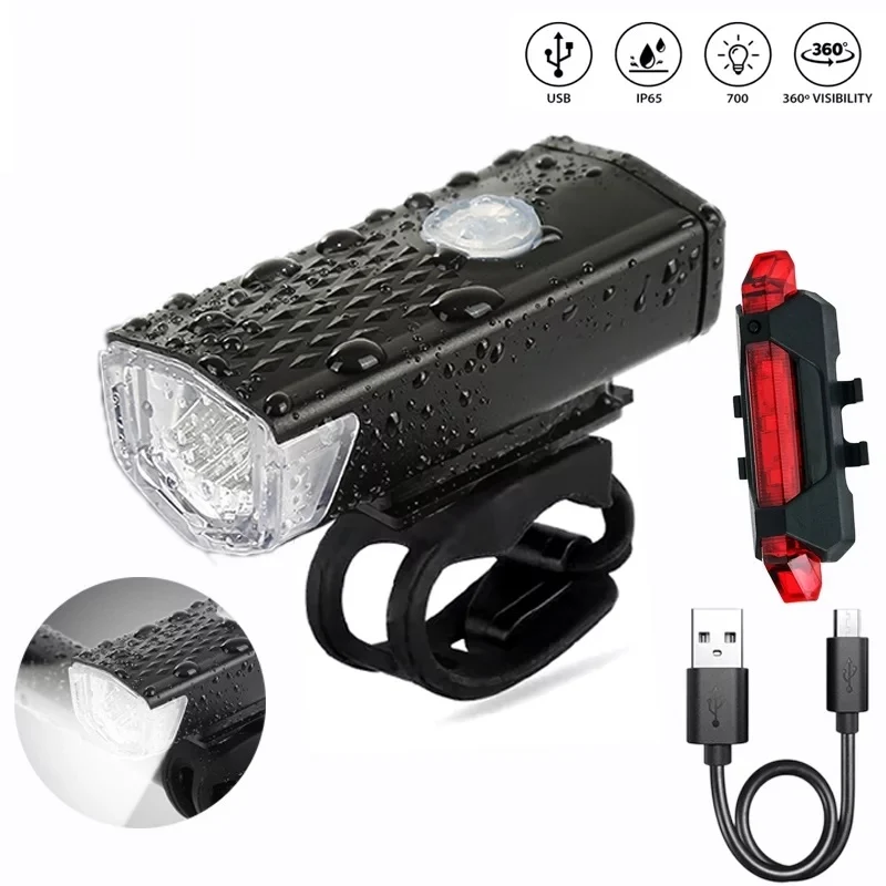 Pro Sport Lights LED Fietsverlichting Set - USB Oplaadbaar - 300 & 20 Lumen