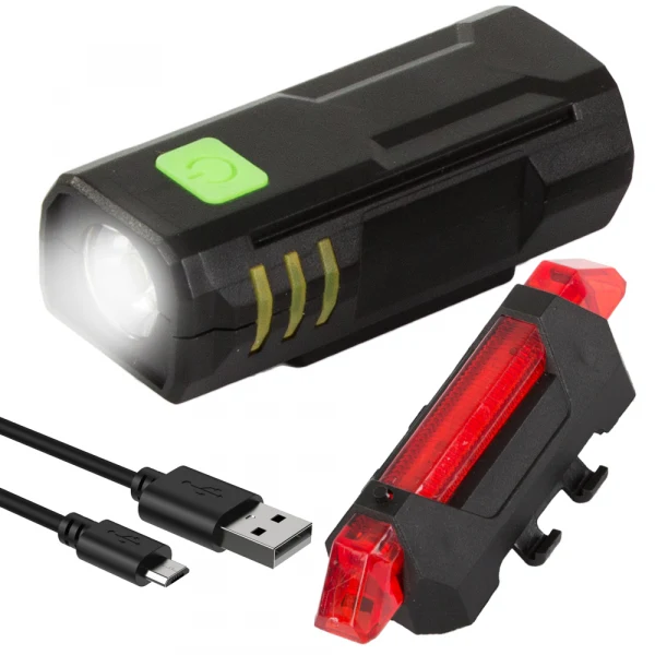 LED Fietsverlichtingsset - Voorlicht en Achterlicht - USB Oplaadbaar