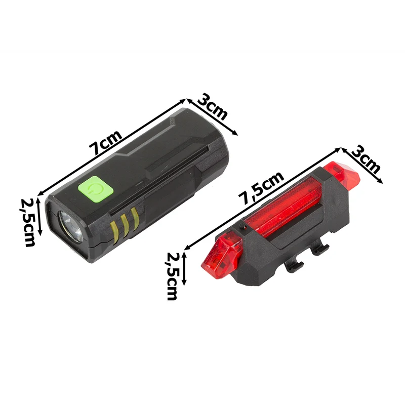 LED Fietsverlichtingsset - Voorlicht en Achterlicht - USB Oplaadbaar