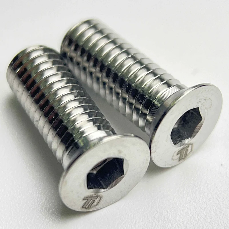 Flush Mount Titanium Bottle Cage Bolts | Ultralight Hollowed Design