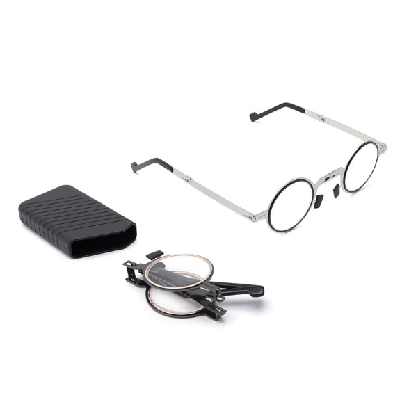 Vouwbare Leesbril met Blauwlichtfilter Titanium Rond en Vierkant Ultralicht Compact 19g Oogbescherming | Sansoti