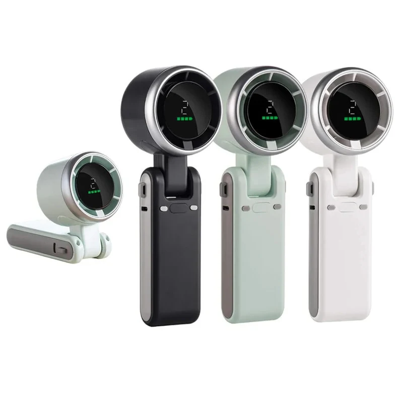 Opvouwbare Handventilator met Digitaal Display – 5 Snelheden, 180° Verstelbaar & Draagbaar voor Thuis | Sansoti
