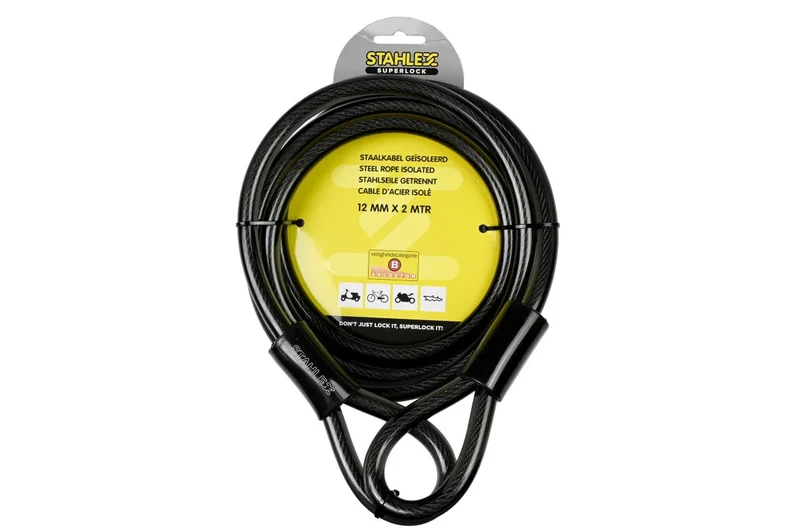 Staalkabel Geïsoleerd 12 mm x 2 meter Met Lussen Diefstalpreventie