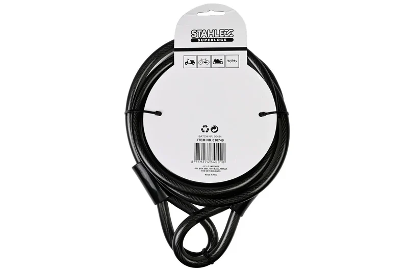 Staalkabel Geïsoleerd 12 mm x 2 meter Met Lussen Diefstalpreventie