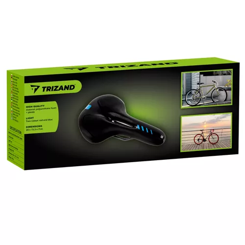 Fietszadel Comfort Met Achterlicht - LED - Zwart/Blauw Dames/Heren