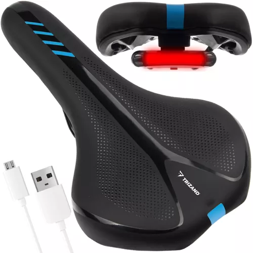 Fietszadel Comfort Met Achterlicht - LED - Zwart/Blauw Dames/Heren