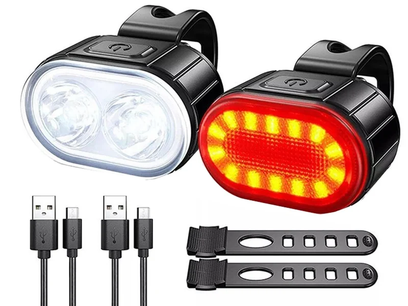 Fietsverlichtingsset Sport - Voorlicht en Achterlicht - LED - USB-Oplaadbaar