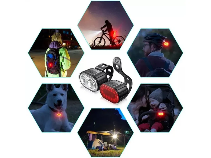 Fietsverlichtingsset Sport - Voorlicht en Achterlicht - LED - USB-Oplaadbaar