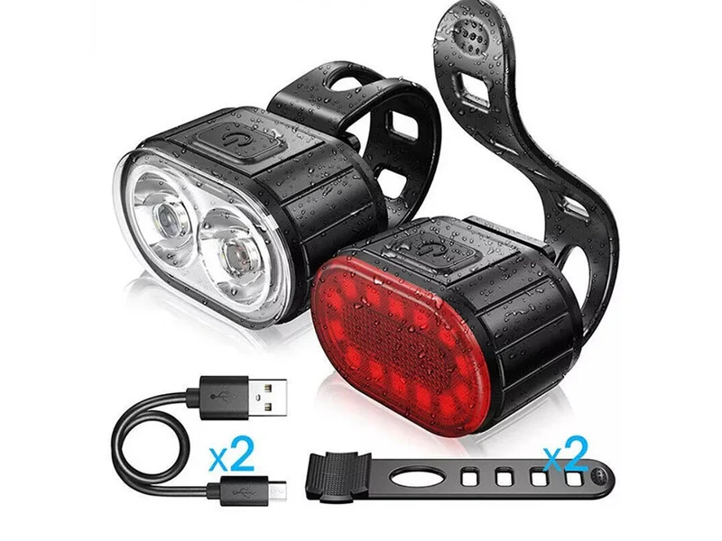 Fietsverlichtingsset Sport - Voorlicht en Achterlicht - LED - USB-Oplaadbaar