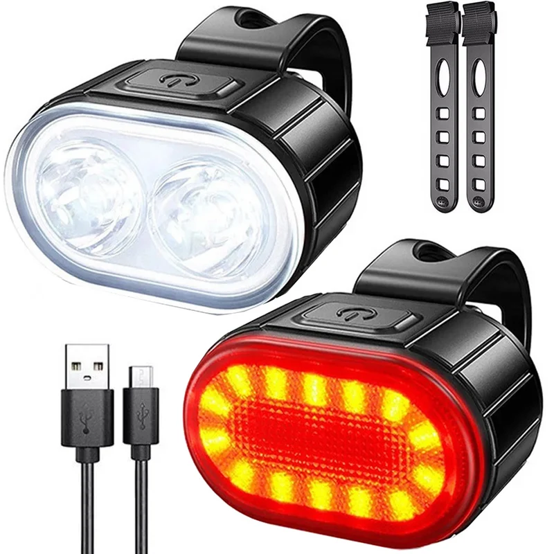 Fietsverlichtingsset Sport - Voorlicht en Achterlicht - LED - USB-Oplaadbaar