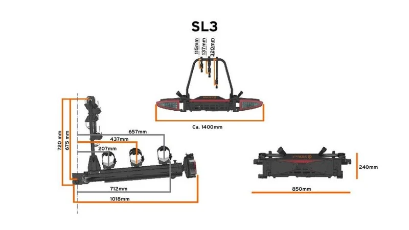 Porte-vélos 3 vélos SPINDER SL3 coulissant spécial fourgon