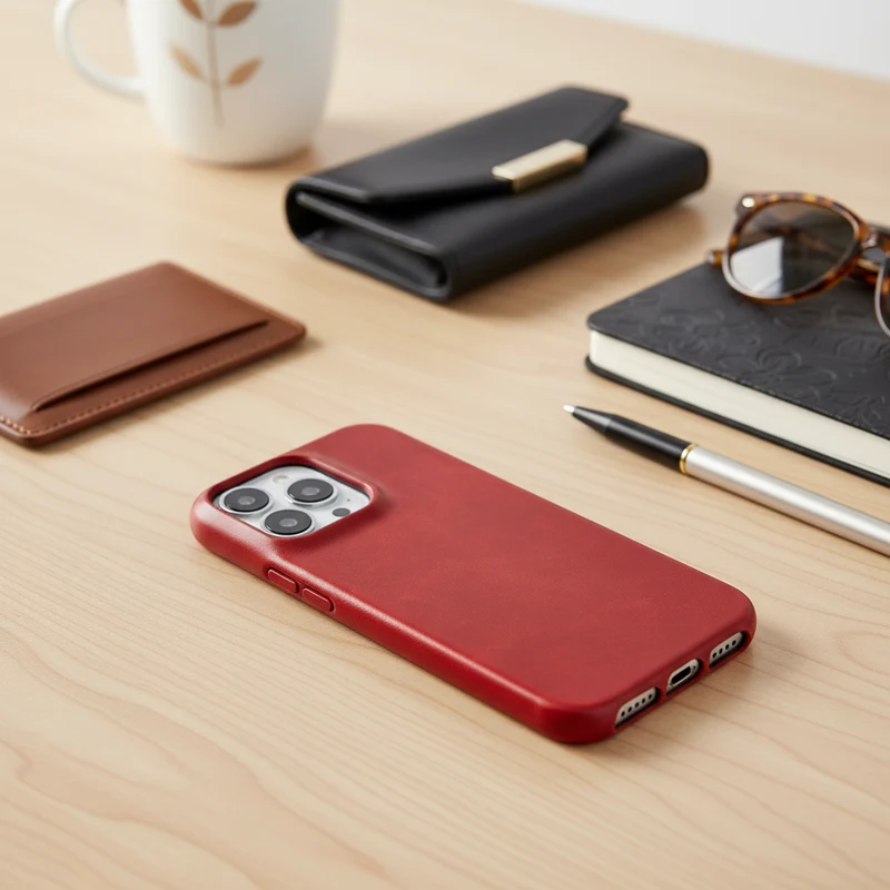 Lederen iPhone Hoesje met Oliewax Afwerking | Luxe Bescherming voor iPhone 13-16 | MagSafe Compatible | Sansoti