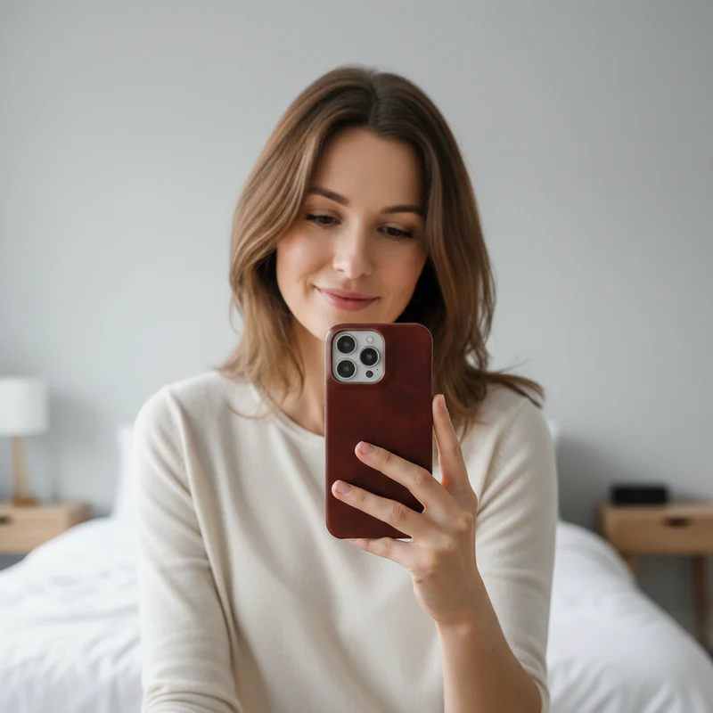 Lederen iPhone Hoesje met Oliewax Afwerking | Luxe Bescherming voor iPhone 13-16 | MagSafe Compatible | Sansoti