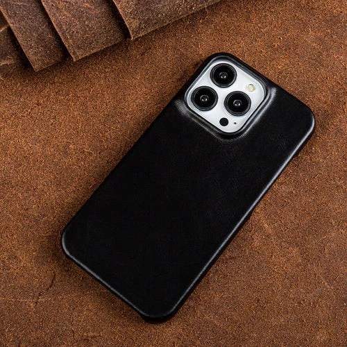Lederen iPhone Hoesje met Oliewax Afwerking | Luxe Bescherming voor iPhone 13-16 | MagSafe Compatible | Sansoti