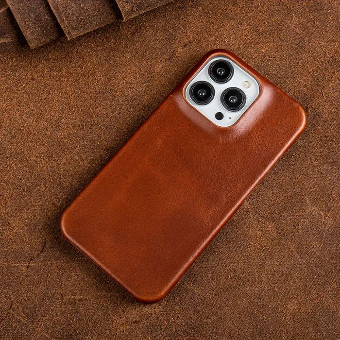 Lederen iPhone Hoesje met Oliewax Afwerking | Luxe Bescherming voor iPhone 13-16 | MagSafe Compatible | Sansoti