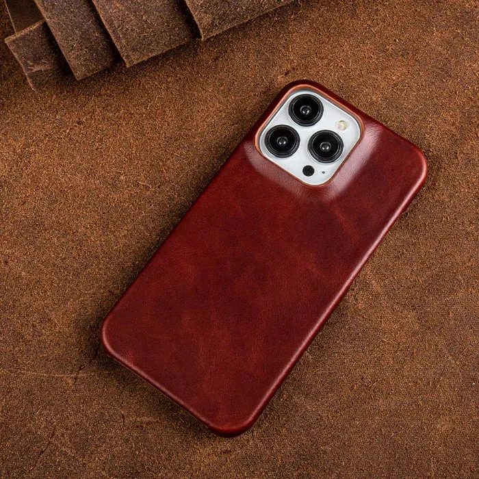 Lederen iPhone Hoesje met Oliewax Afwerking | Luxe Bescherming voor iPhone 13-16 | MagSafe Compatible | Sansoti