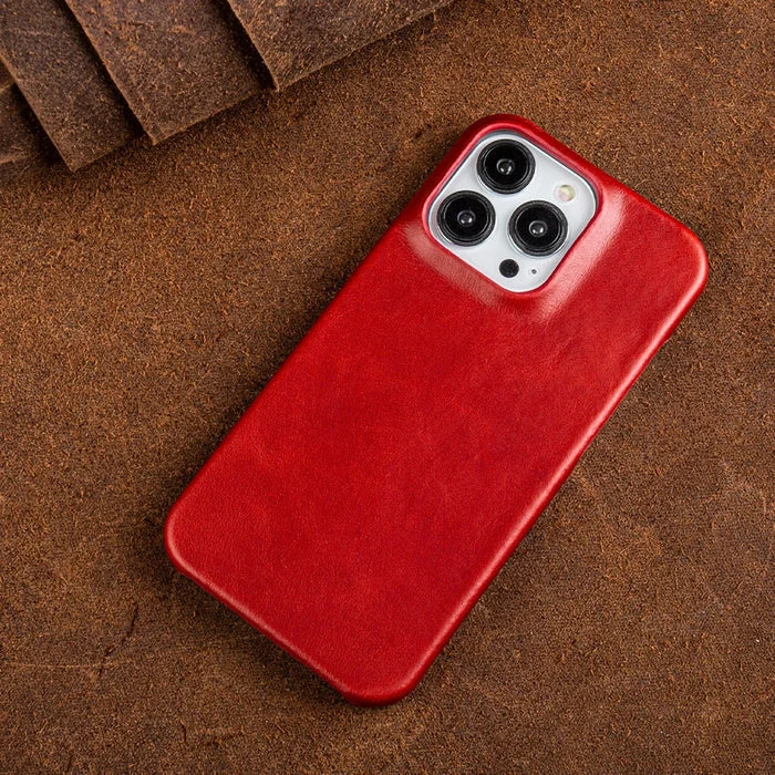 Lederen iPhone Hoesje met Oliewax Afwerking | Luxe Bescherming voor iPhone 13-16 | MagSafe Compatible | Sansoti