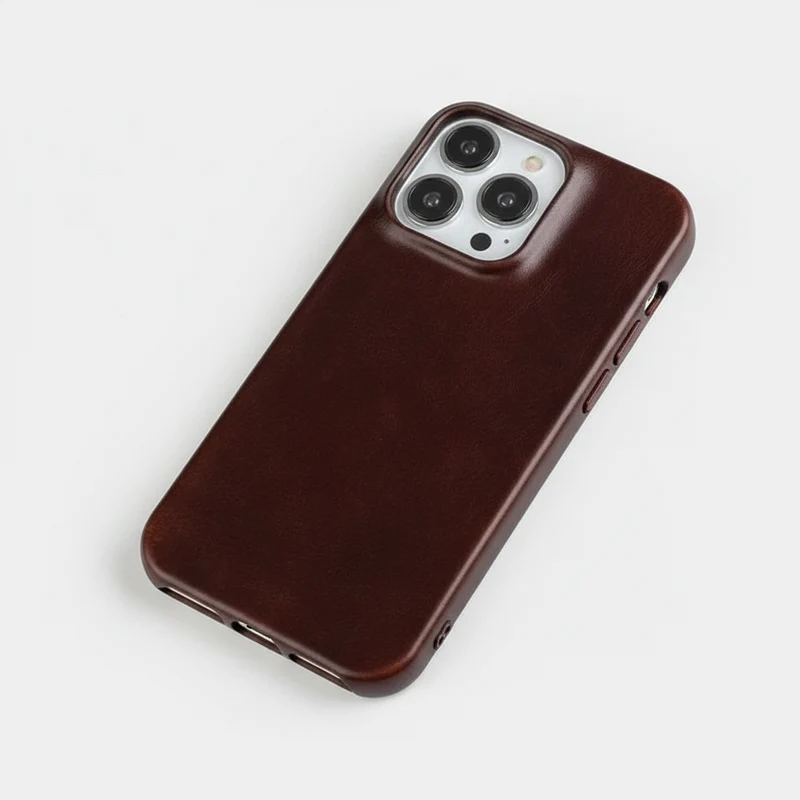 Lederen iPhone Hoesje met Oliewax Afwerking | Luxe Bescherming voor iPhone 13-16 | MagSafe Compatible | Sansoti
