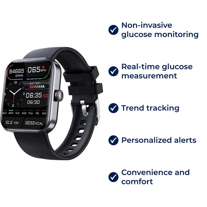 Non-Invasieve Glucosemeter Smartwatch met Realtime Monitoring en Trendanalyse voor Bloedsuikerbeheer | Sansoti