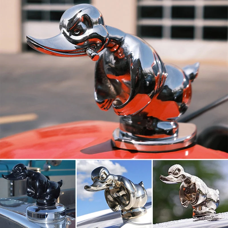 Decoratieve Eend Auto Ornament 15cm Chroom Rubber Mascotte Figuur Dashboard Accessoire Voertuig Embleem | Sansoti