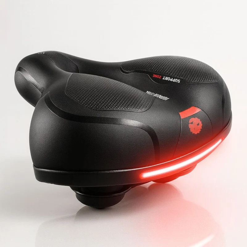 Comfortabel Fietszadel met Reflector – Ergonomisch Geveerd Waterdicht Design voor Dames en Heren Fietsen | Sansoti