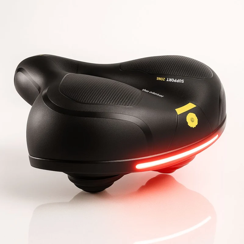 Comfortabel Fietszadel met Reflector – Ergonomisch Geveerd Waterdicht Design voor Dames en Heren Fietsen | Sansoti