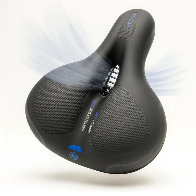 Comfortabel Fietszadel met Reflector – Ergonomisch Geveerd Waterdicht Design voor Dames en Heren Fietsen | Sansoti