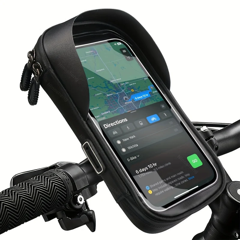 Telefoonhouder Fiets Motor Waterdicht TPU 360 Graden Draaibaar Stuur Navigatie Tas Universeel 4.5 tot 6.4 Inch | Sansoti