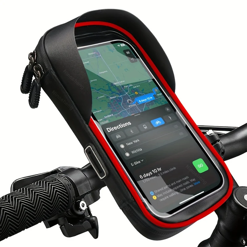 Telefoonhouder Fiets Motor Waterdicht TPU 360 Graden Draaibaar Stuur Navigatie Tas Universeel 4.5 tot 6.4 Inch | Sansoti