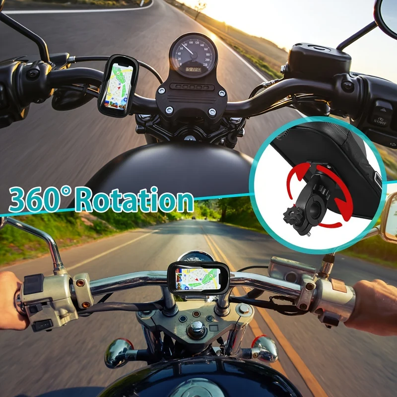 Telefoonhouder Fiets Motor Waterdicht TPU 360 Graden Draaibaar Stuur Navigatie Tas Universeel 4.5 tot 6.4 Inch | Sansoti