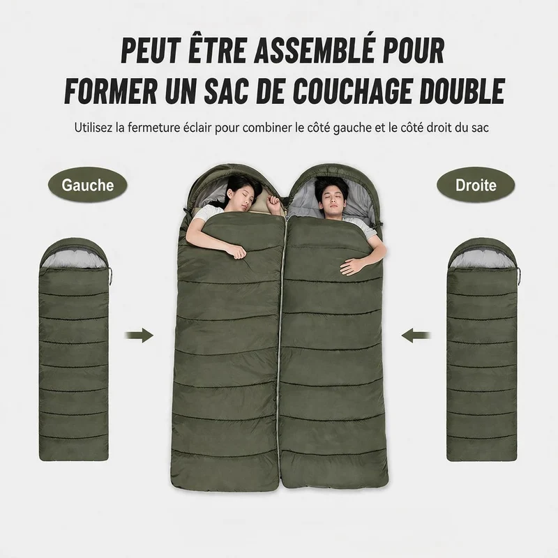 Sac de Couchage 0 degré Hiver Bivouac, Trekking & Bikepacking | Imperméable & Léger