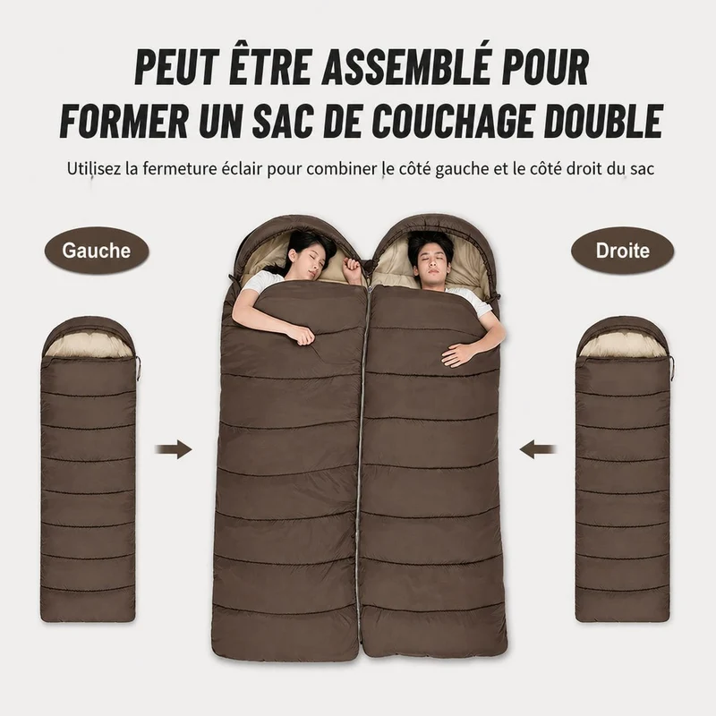 Sac de Couchage Grand froid extrême Bivouac, Trekking en montagne | Imperméable -3°C