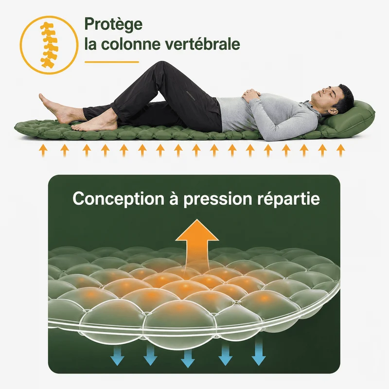 Matelas gonflable 1 personne Camping & Bivouac | avec oreiller