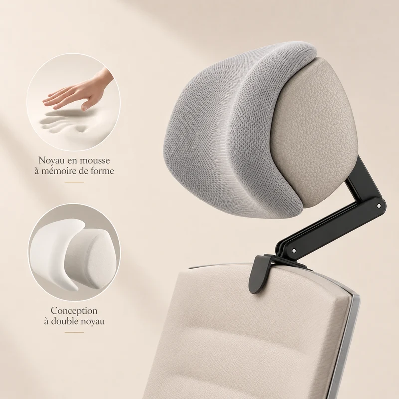 Appui-tête ergonomique pour chaise de bureau