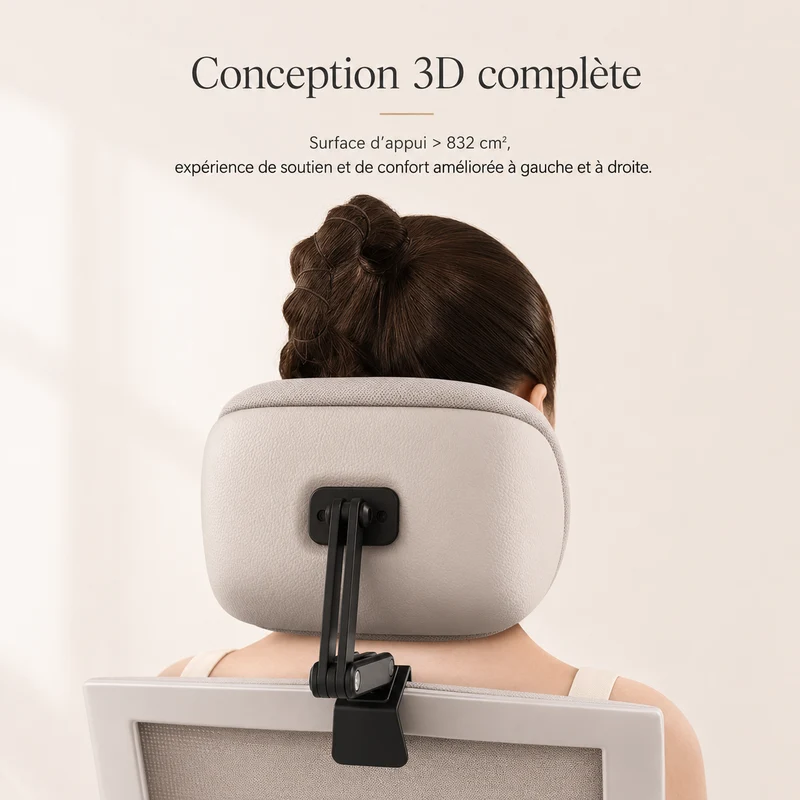 Appui-tête ergonomique pour chaise de bureau
