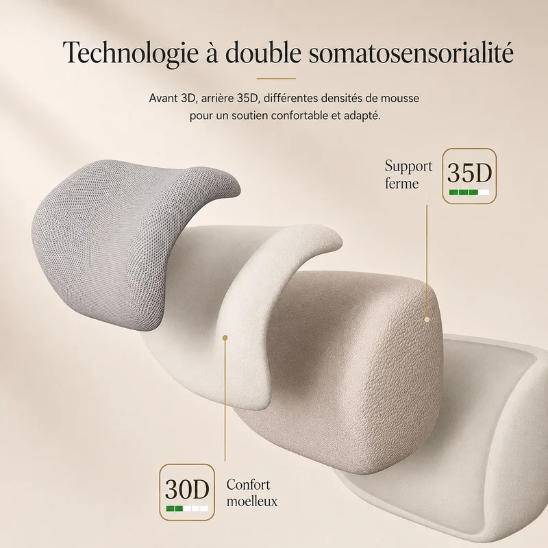 Appui-tête ergonomique pour chaise de bureau