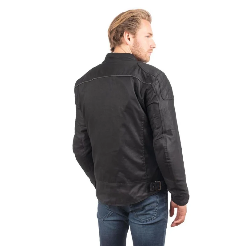 Veste noire Homme R-SPIRIT Rider-Tec Wax en coton déperlant