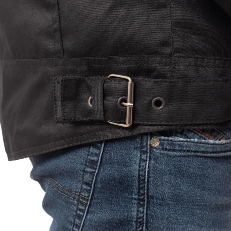 Veste noire Homme R-SPIRIT Rider-Tec Wax en coton déperlant