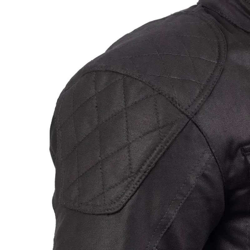 Veste noire Homme R-SPIRIT Rider-Tec Wax en coton déperlant