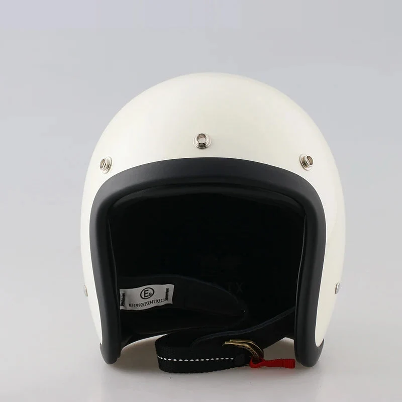Vintage Low Profile Motorhelm DOT & ECE Gecertificeerd – Retro Fibreglass Helm met Lichtgewicht Design & Dubbele D-Sluiting | Sansoti