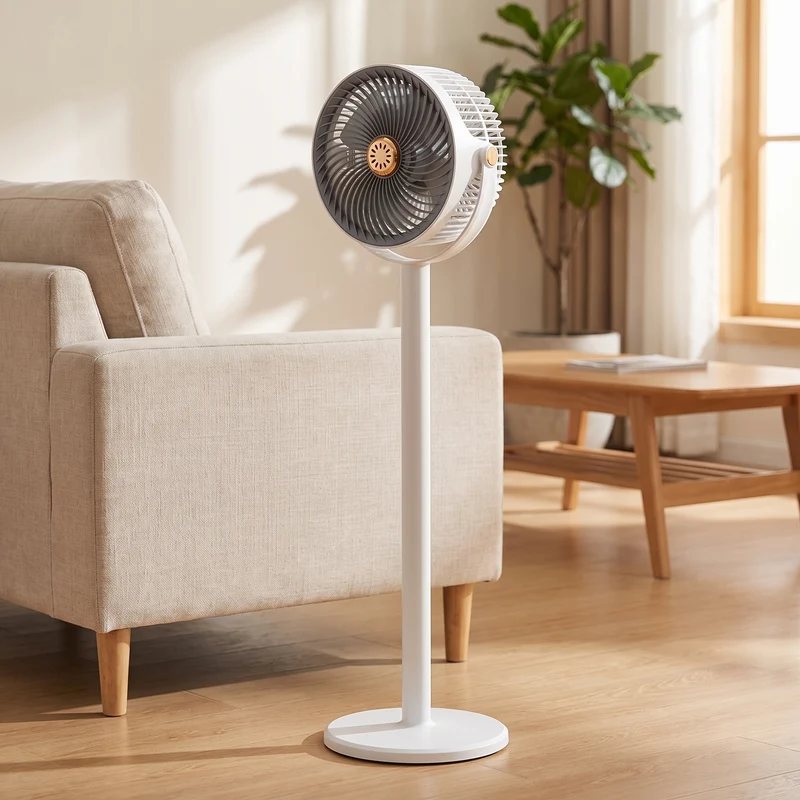 Ventilator 360 Graden Rotatie Staand 86,5 cm Stille Motor Grijs Wit Verstelbare Hoogte Woonkamer | Sansoti
