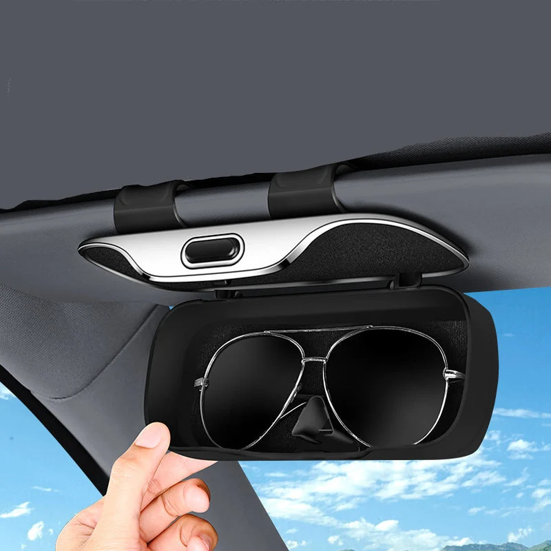 Brillenhouder Auto Zonneklep Universeel met Veilige Clip Zwart Grijs Bruin Beige voor Zonnebril Leesbril Opbergen Onderweg Bescherming | Sansoti