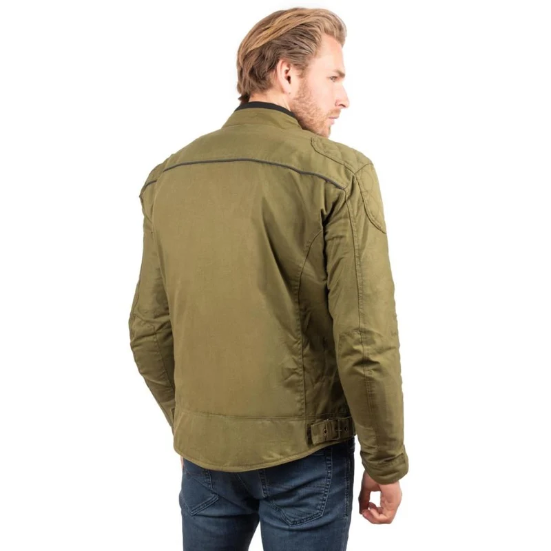 Veste kaki Homme R-SPIRIT Rider-Tec Wax en coton déperlant