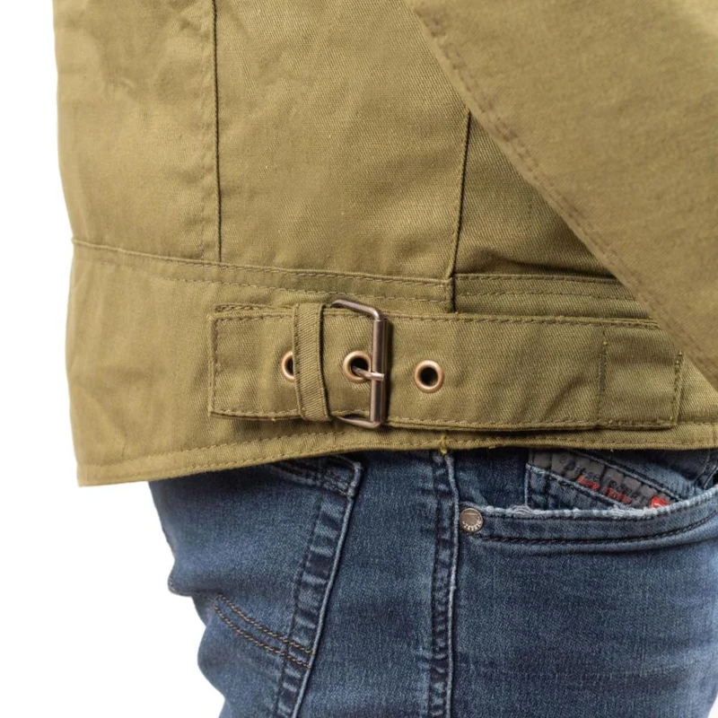 Veste kaki Homme R-SPIRIT Rider-Tec Wax en coton déperlant