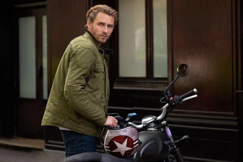 Veste kaki Homme R-SPIRIT Rider-Tec Wax en coton déperlant