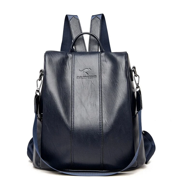 Anti-Diefstal Leren Rugzak Dames Vintage Schoudertas Multifunctioneel Converteerbaar Daypack Reis Schooltas | Sansoti